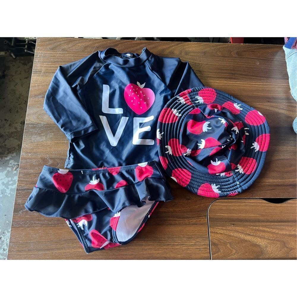 Dolphin Love Strawberry Love 3pc Swimsuit Set Baby Girl Swimsuit Set Size 18 Mon